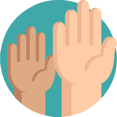 Pictogramme mains levées