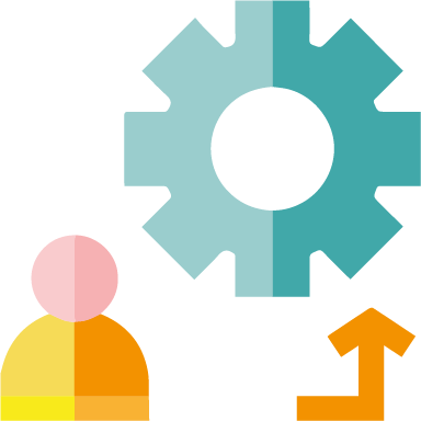 Pictogramme d'une personne et d'une roue crantée