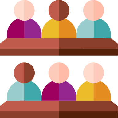 Pictogramme avec des personnes assises à une table